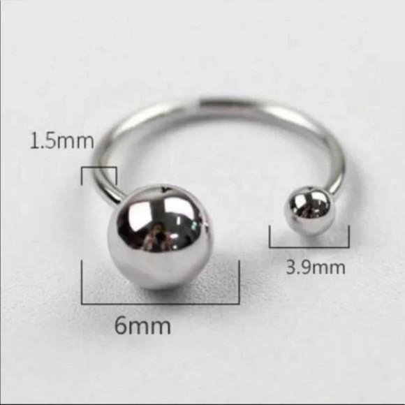 925 STERLING SILVER BEAD BALL ADJUSTABLE RING, CUTE RING, SHINY RING. - Picture 7 of 7